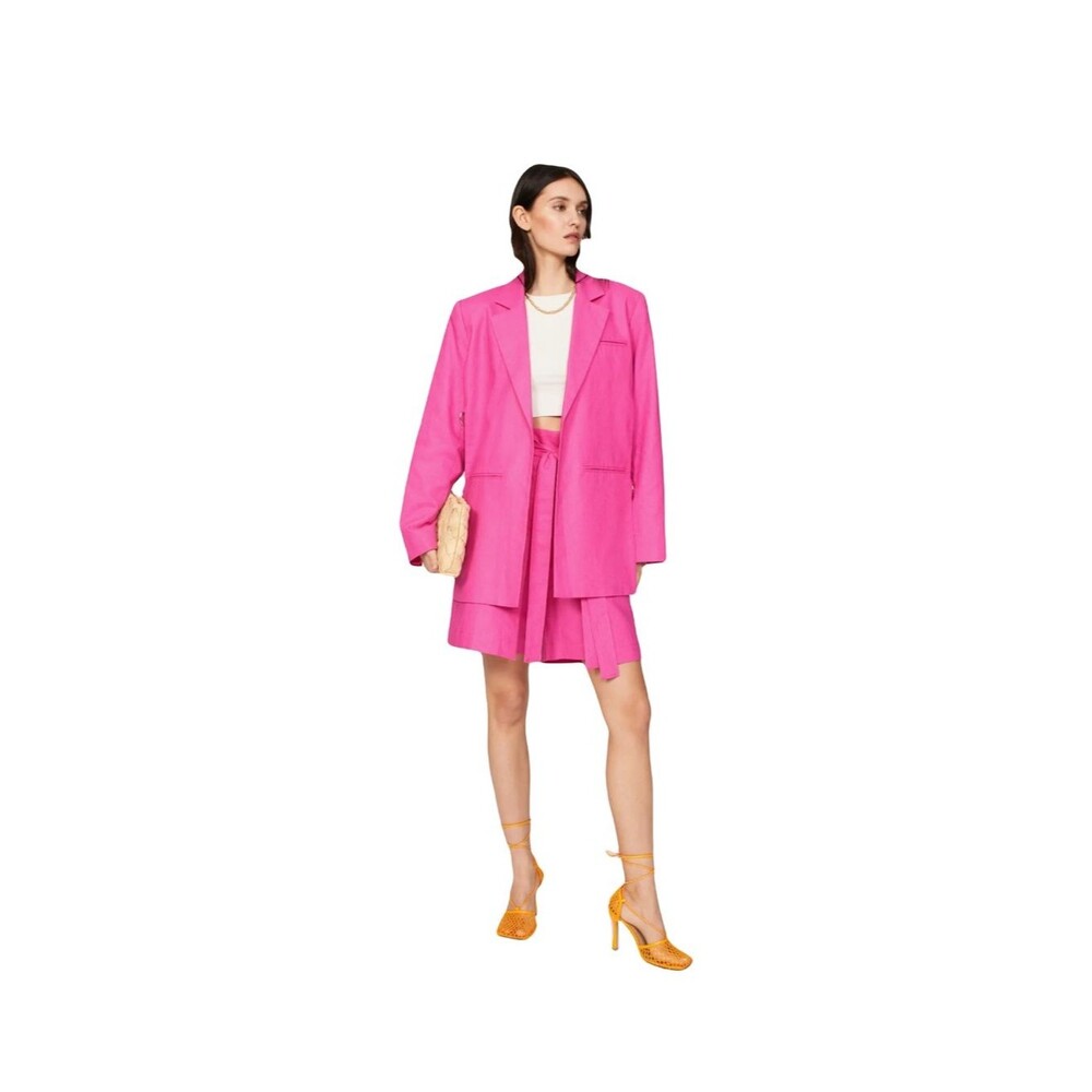 Eudon Choi size 8 Hot pink blazer open sides silver ring links pockets RTR GUC